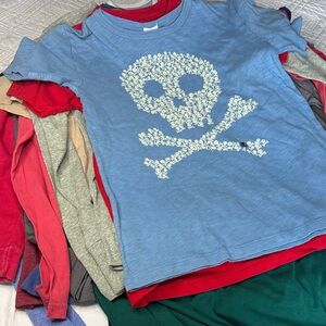 $7 PILE Crewcuts Light Blue Skull Graphic Tee